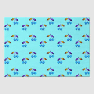 Vibrant light blue cherries   tissue paper