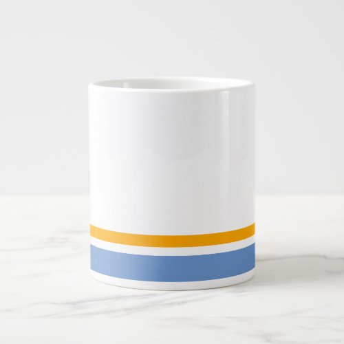 Vibrant Light Blue Yellow Stripes White Background Giant Coffee Mug