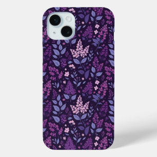Vibrant Lilac Floral Pattern iPhone 15 Plus Case