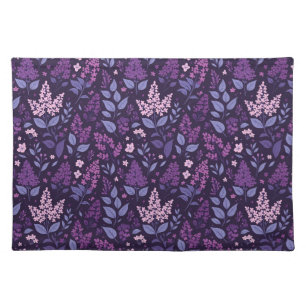 Vibrant Lilac Floral Pattern Cloth Placemat
