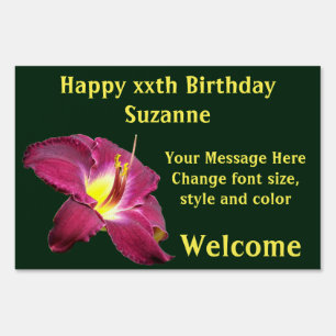 Vibrant Lily Flower Personalized Birthday Sign