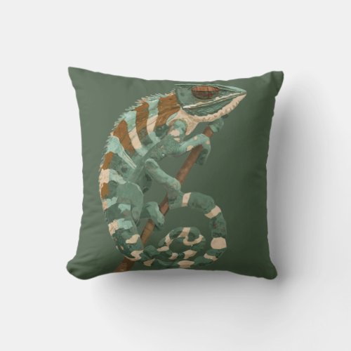 Vibrant Lime Gecko Throw Pillow