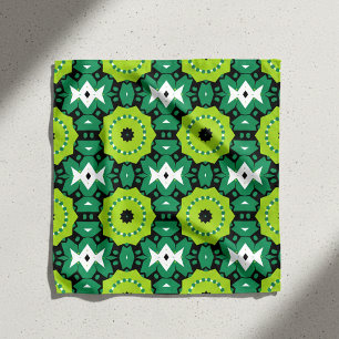 Vibrant Lime Green and Black Geometric Abstract Bandana
