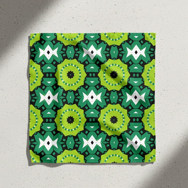 Vibrant Lime Green and Black Geometric Abstract Bandana (Creator Uploaded)