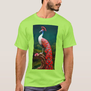 "Vibrant Lime Peacock Graphic T-Shirt – Embrace El