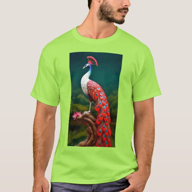 "Vibrant Lime Peacock Graphic T-Shirt – Embrace El (Front)
