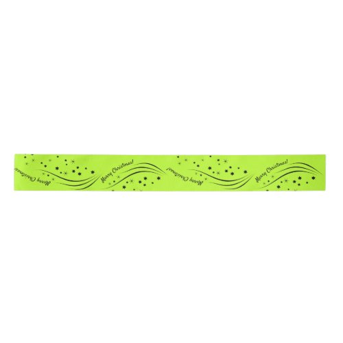 Vibrant Lime Stary Merry Cristmas Satin Ribbon