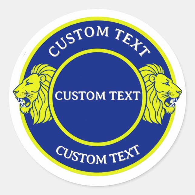 Vibrant Lion Duo Emblem Inside Blue Circle Classic Round Sticker (Front)