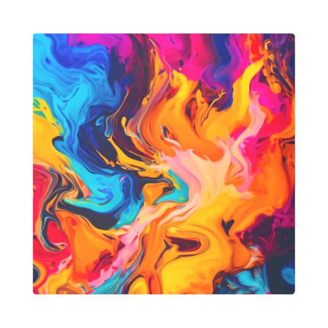 Vibrant Liquid Art Metal Print (Front)