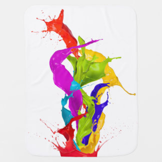 Vibrant Liquid Explosion: Abstract Paint Splash Baby Blanket