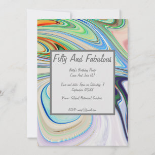 Vibrant Liquid Marble Fifty And Fabulous Birthday Invitation