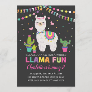 Vibrant Llama Birthday Party Whole Llama Fun Invitation