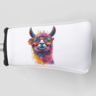 Vibrant Llama Head Illustration – Colorful, Unique Golf Head Cover
