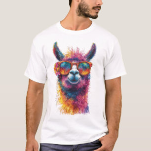 Vibrant Llama Head Illustration – Colorful, Unique T-Shirt