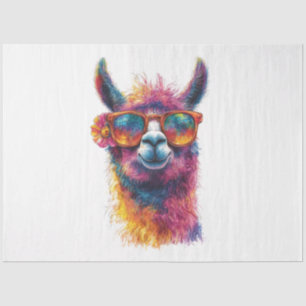 Vibrant Llama Head Illustration – Colorful, Unique Tissue Paper