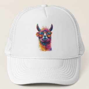Vibrant Llama Head Illustration – Colorful, Unique Trucker Hat