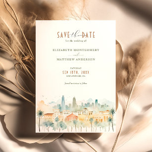 Vibrant Los Angeles Skyline Save-the-Date Invitation