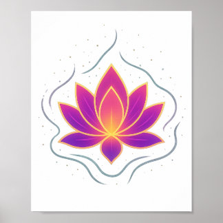Vibrant Lotus Flower Yoga Wall Art Poster