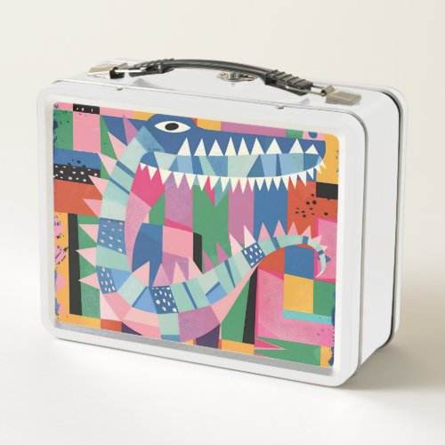 Vibrant lunchbox featuring a playful abstract des