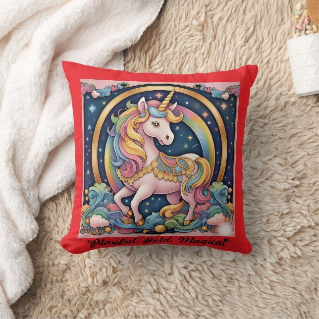 "Vibrant Luxe Whimsy" Throw Pillow (Blanket)