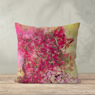 Vibrant Magenta Abstract Floral Cushion