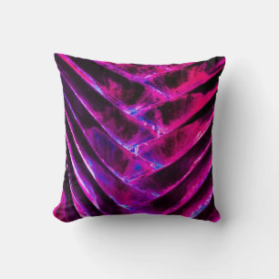 Vibrant Magenta Colorized Traveler Palm Throw Pillow