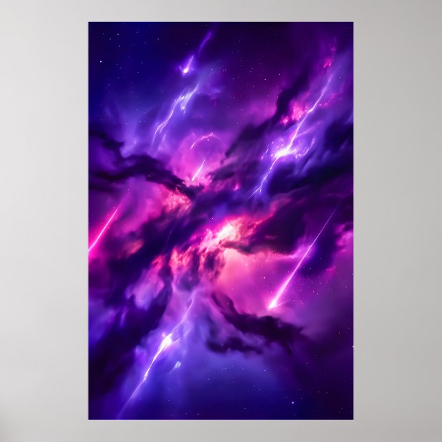 Vibrant Magenta Cosmic Void Nebula Art Poster (Front)