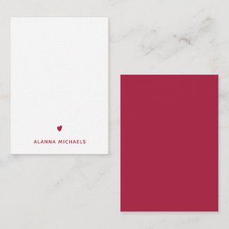 Vibrant Magenta Heart and Name Note Card