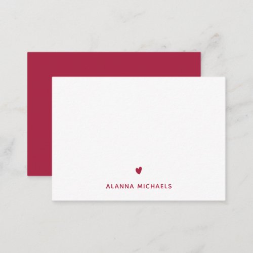 Vibrant Magenta Heart and Name Note Card