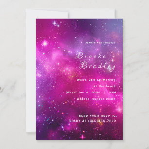 Vibrant Magenta Nebula Wedding Invitation