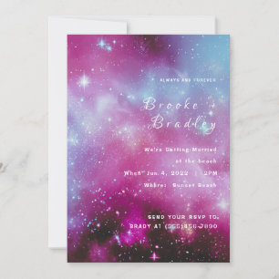 Vibrant Magenta Nebula Wedding Invitation