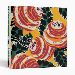 Vibrant Magenta & Orange Abstract Flower Art 3 Ring Binder