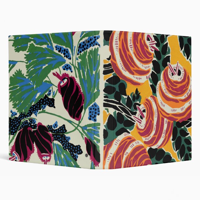 Vibrant Magenta & Orange Abstract Flower Art 3 Ring Binder (Background)