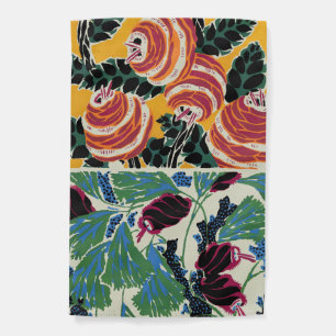 Vibrant Magenta & Orange Abstract Flower Art Garden Flag