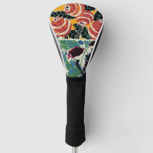 Vibrant Magenta & Orange Abstract Flower Art Golf Head Cover