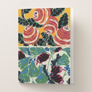 Vibrant Magenta & Orange Abstract Flower Art Pocket Folder