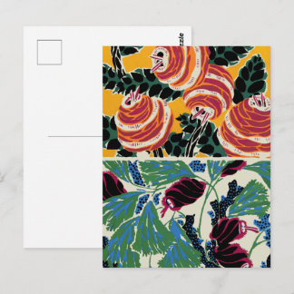 Vibrant Magenta & Orange Abstract Flower Art Postcard