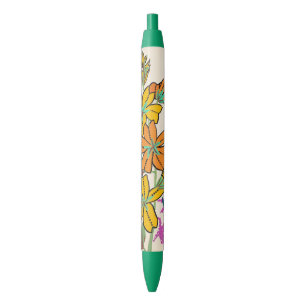 Vibrant Magenta & Orange Art Deco Flower Art Pen