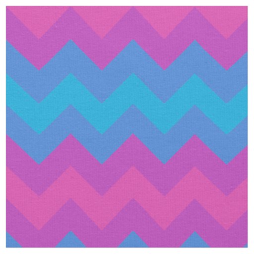 Vibrant Magenta Pink and Blue Chevrons Fabric
