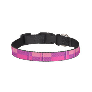 Vibrant Magenta Pink Plaid Aesthetic Pet Collar