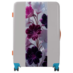 Vibrant Magenta & Purple Floral Art Elegant Travel Luggage
