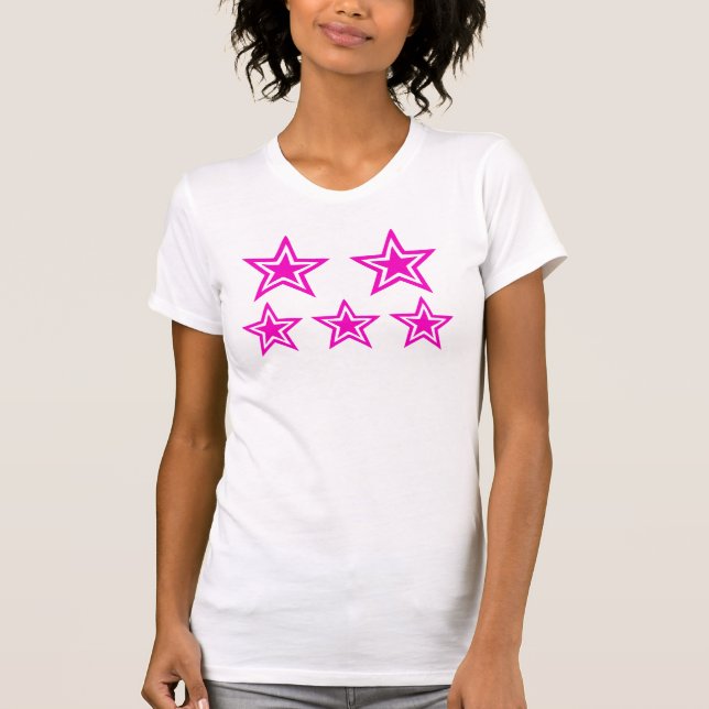 Vibrant Magenta Star Shapes Graphic T-Shirt (Front)