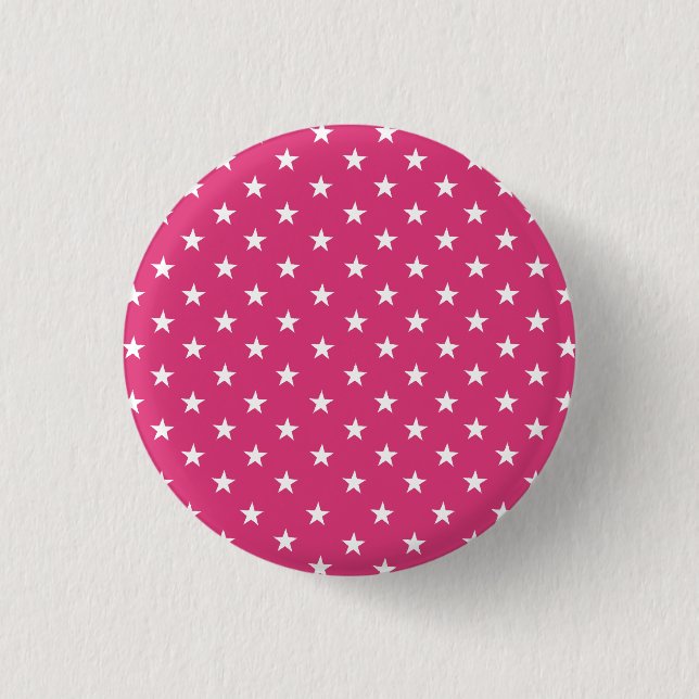Vibrant Magenta White Star Pattern Bold Fun Detail Pinback Button (Front)