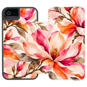 Vibrant Magnolia Botanical Floral Design iPhone SE/5/5s Wallet Case