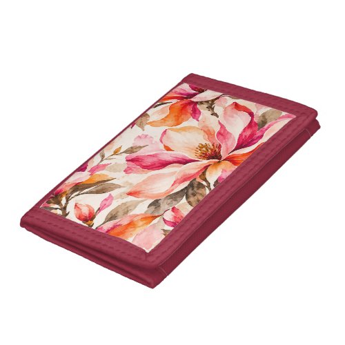 Vibrant Magnolia Botanical Floral Design Tri-fold Wallet