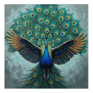 Vibrant Majestic Peacock Acrylic Wall Art Print