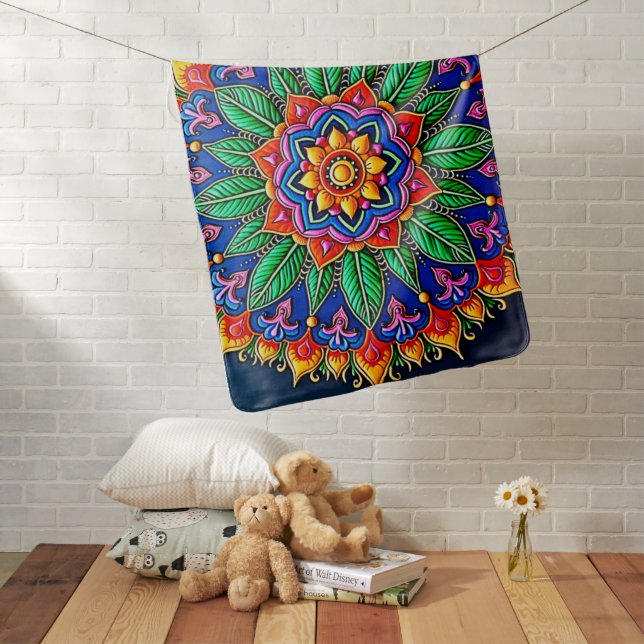 Vibrant Mandala Artistry Baby Blanket (In Situ)