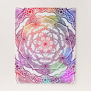 Vibrant Mandala Colorful Chic Pink Stylish Elegant Jigsaw Puzzle