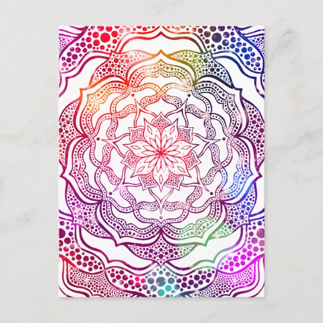 Vibrant Mandala Colorful Chic Pink Stylish Elegant Postcard (Front)