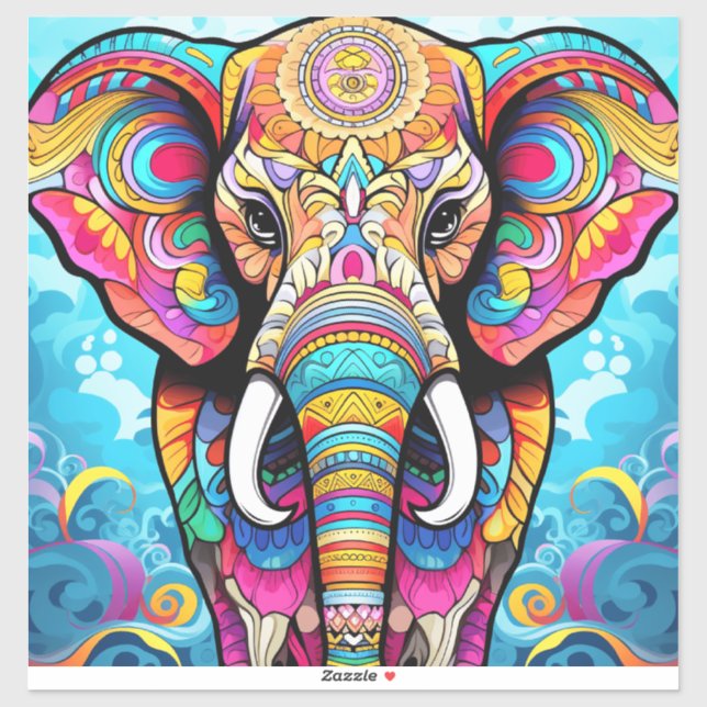 Vibrant Mandala Elephant Sticker (Sheet)
